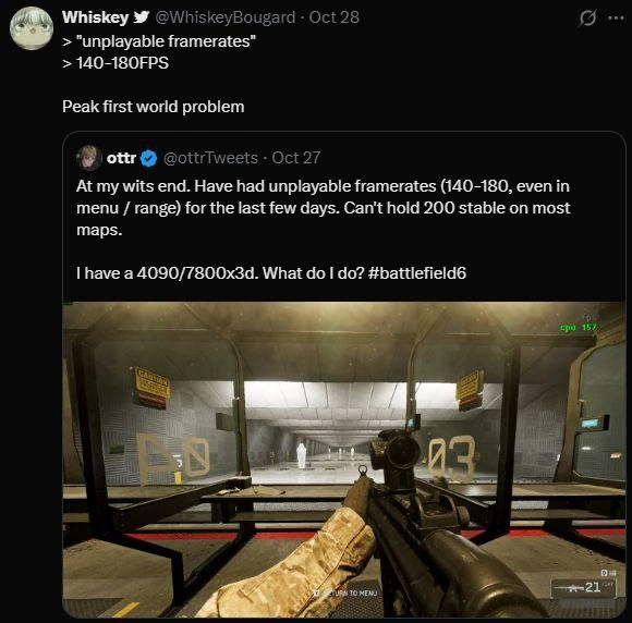 Gamer Complains About Unplayable 140-180 FPS as First World Problem