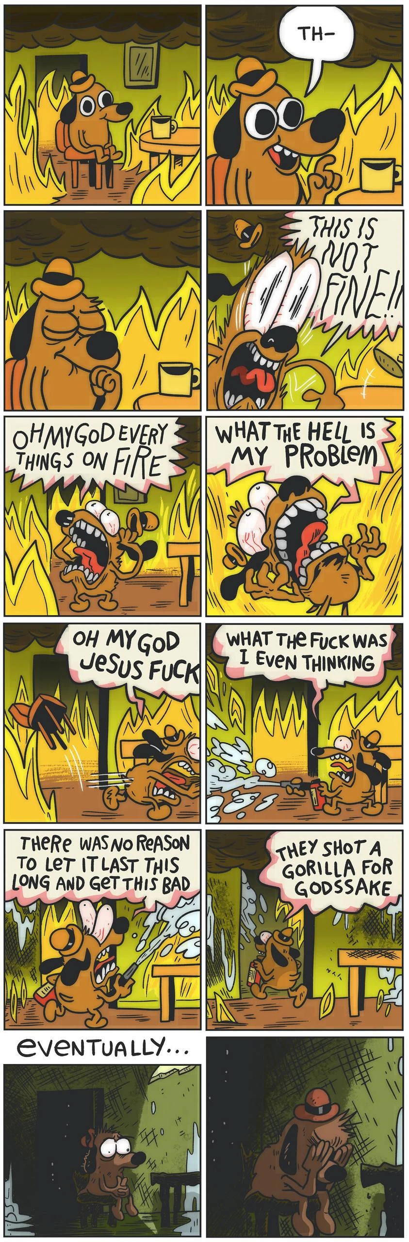 This Is NOT Fine: Extended Dog-in-Fire Comic Gets Progressively Real