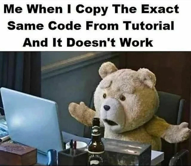 The Universal Agony of a Failed Tutorial Code Copy-Paste