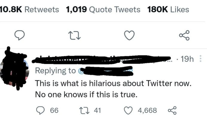 Twitter reply meme on uncertainty and trust after verification changes