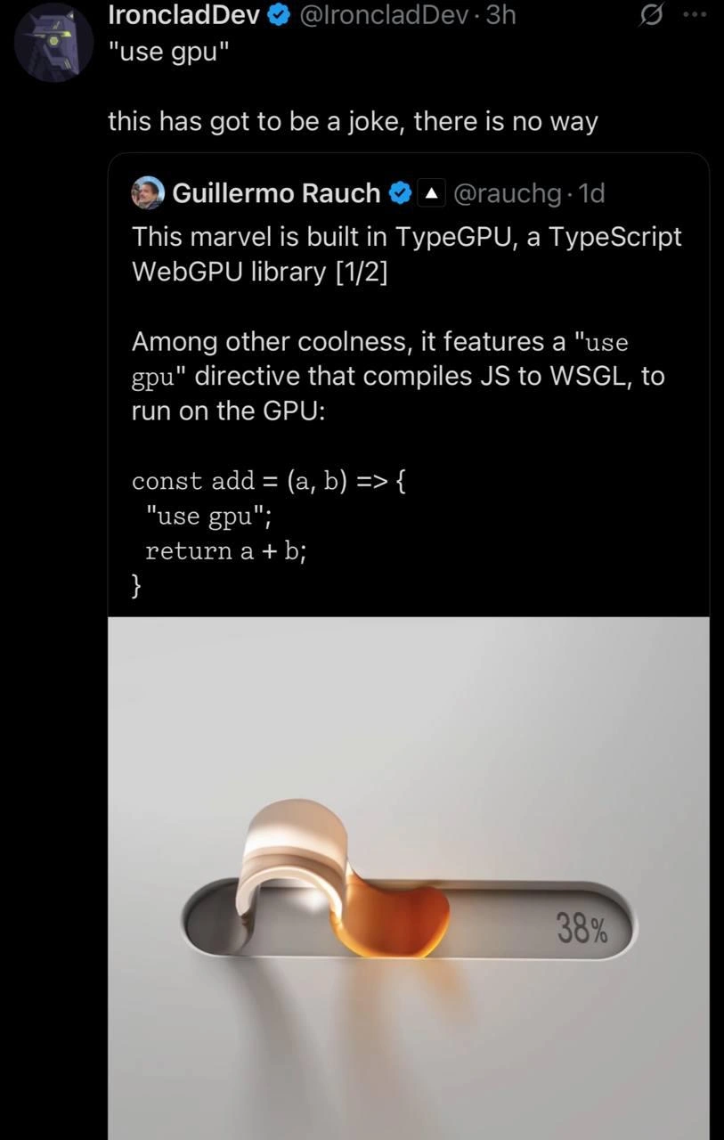 TypeGPU 'use gpu' Directive Compiling JS to WebGPU Shocks Developer Community