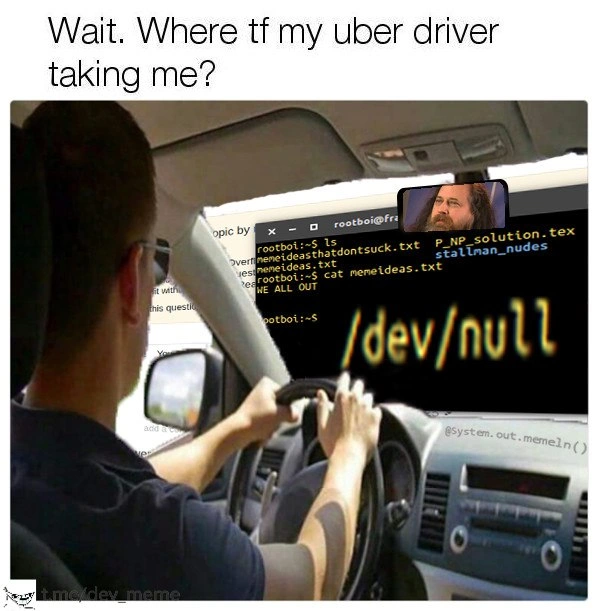 When your Uber ride’s destination shows up as /dev/null on the dash