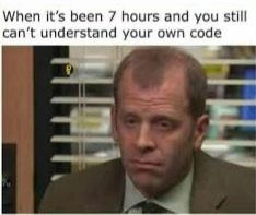 Seven-hour code comprehension spiral visualized with a bewildered office reaction