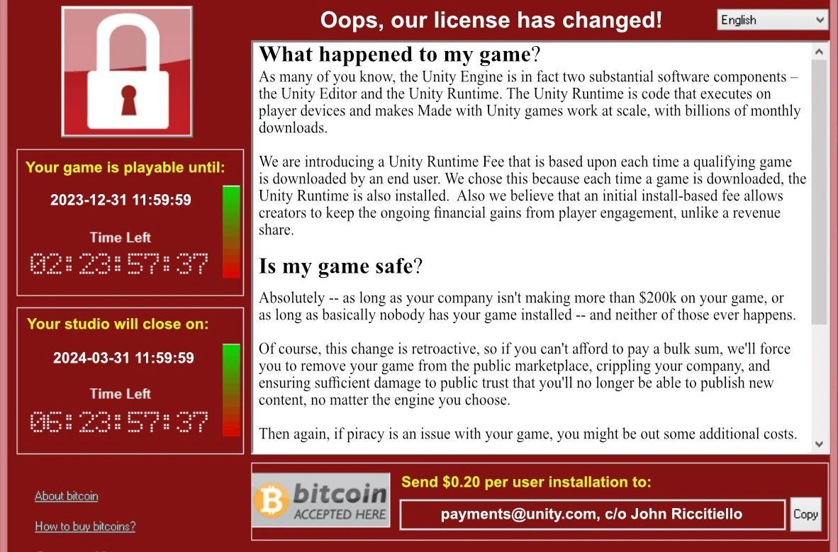 When your game engine’s EULA turns into full-blown ransomware UI