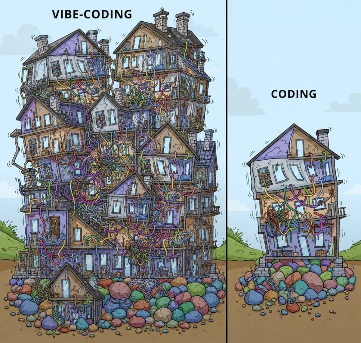 Vibe-Coding vs Coding: Two Houses Built on Rocks