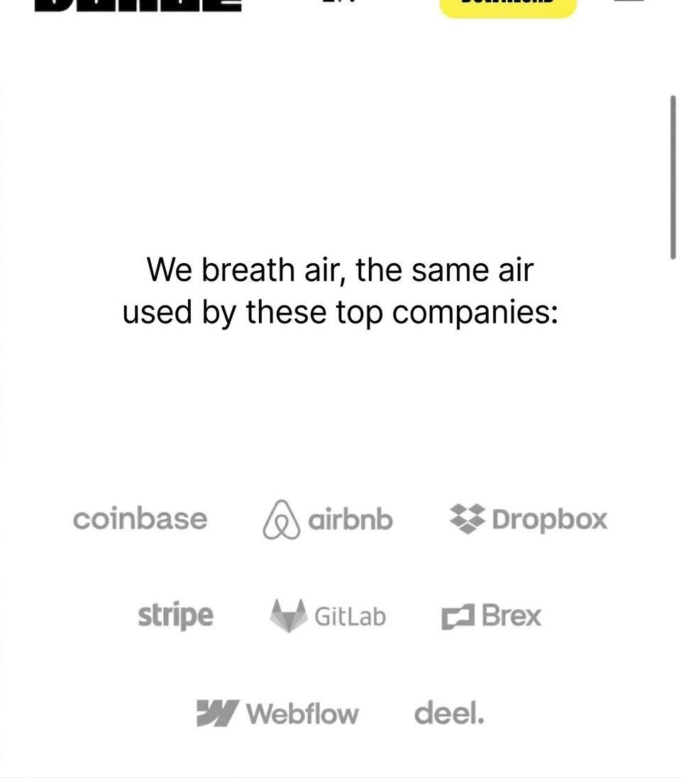 We Breathe the Same Air as These Top Companies: Social Proof Parody