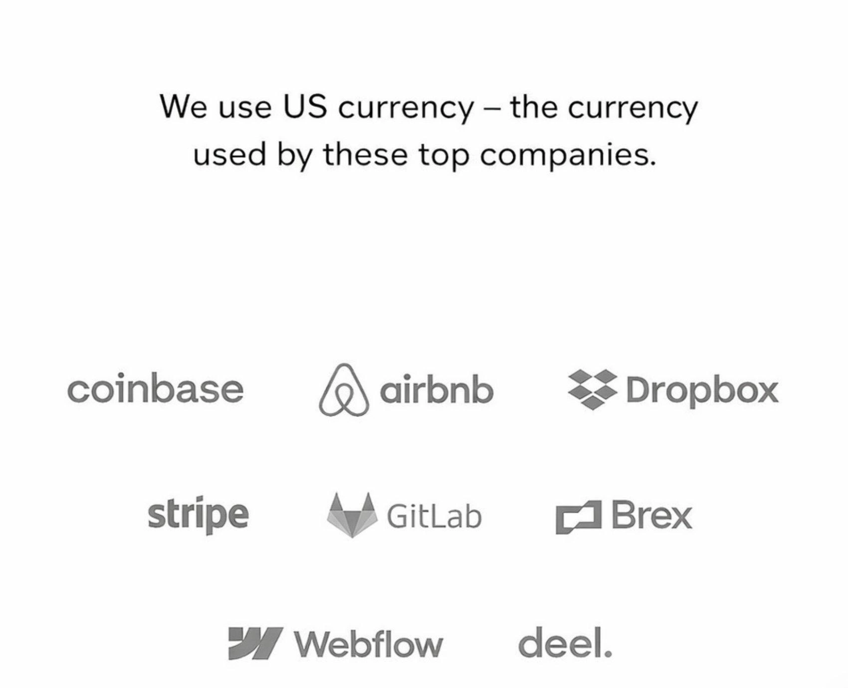 We Use US Currency Like These Top Companies: Logo Wall Satire