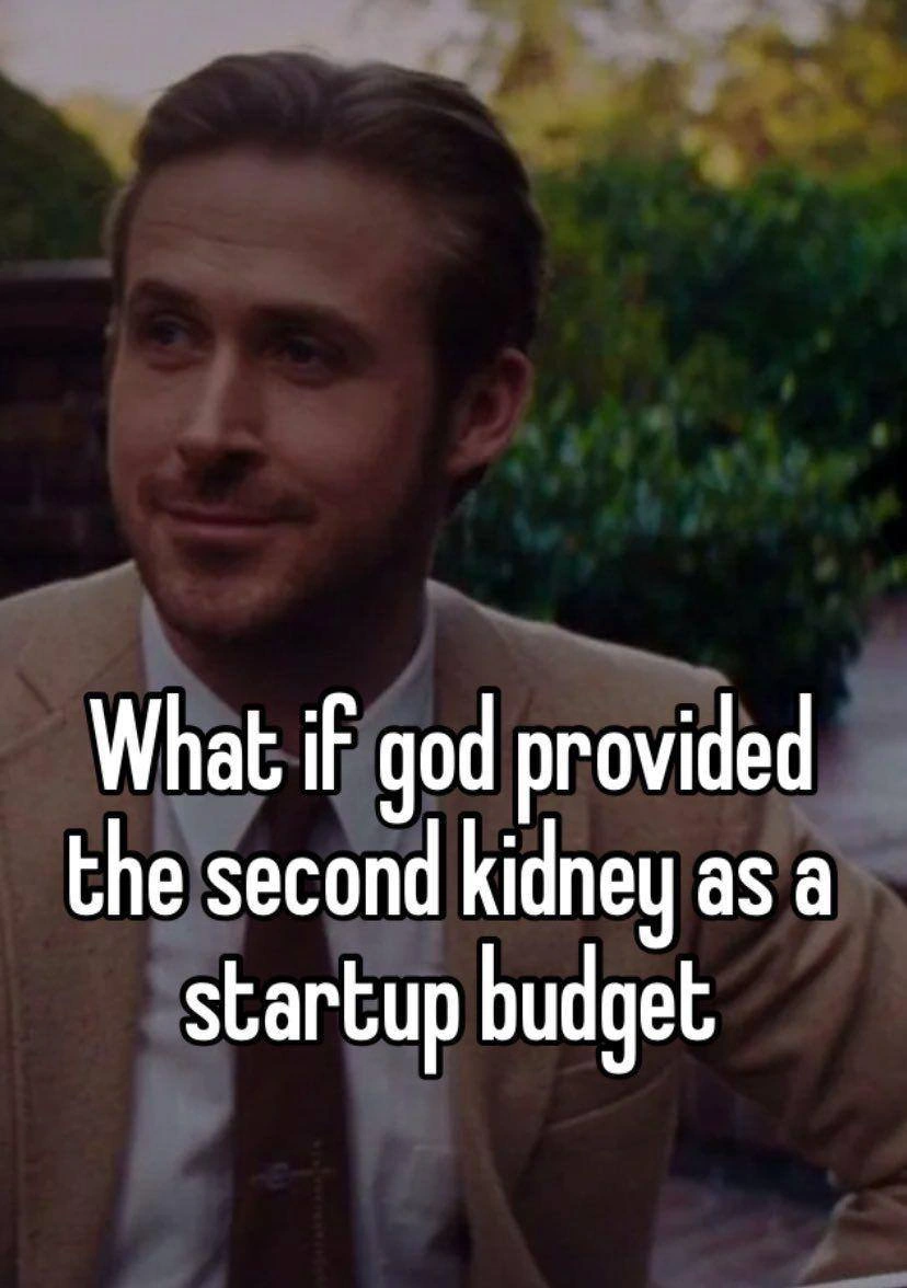What If God Provided the Second Kidney as a Startup Budget