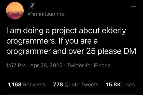 When Twitter calls 25-year-old devs ‘elderly’ and asks for DMs