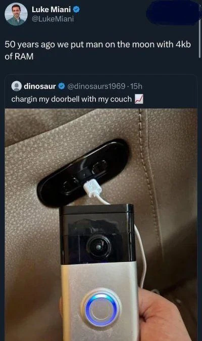 IoT Doorbell Charged Via Couch USB Port Despite Moon Landing With 4KB RAM