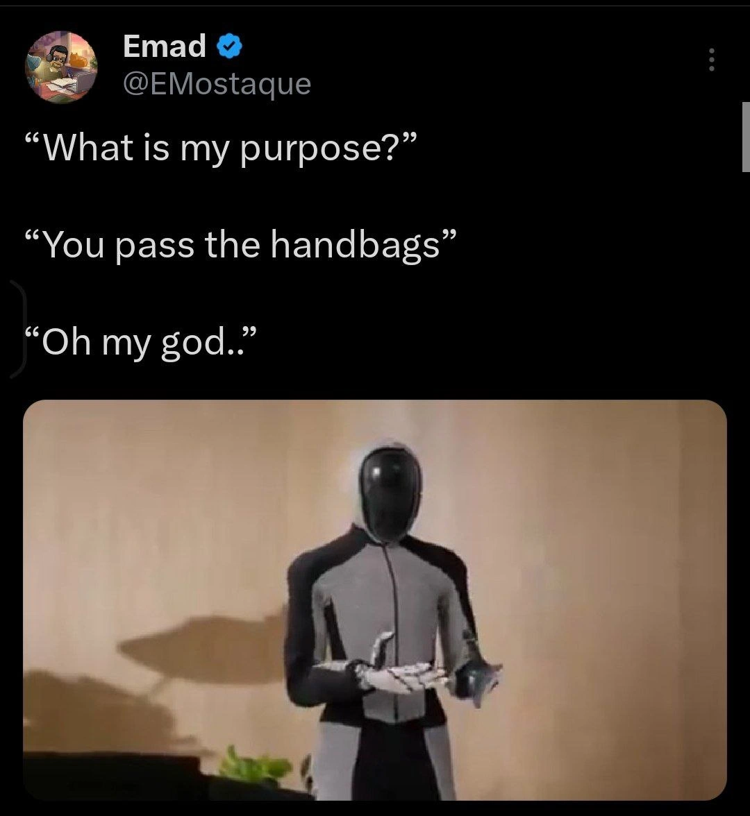 AI Existential Crisis: The Handbag-Passing Robot