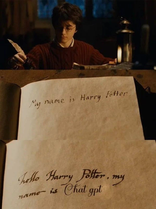Harry Potter’s diary meets ChatGPT in a magical AI conversation meme