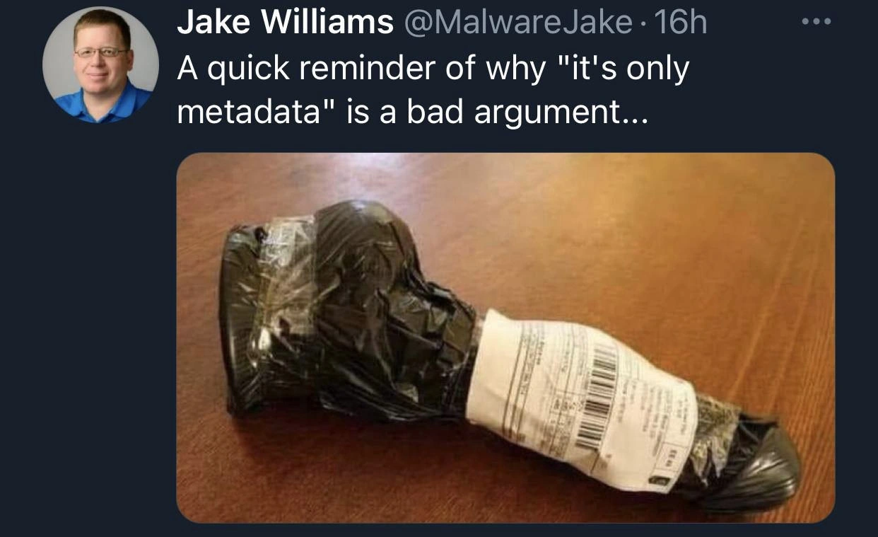 Why the 'it's only metadata' argument is fundamentally flawed