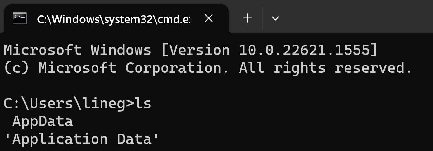Typing 'ls' in cmd reveals Windows' duplicate AppData directory mystery