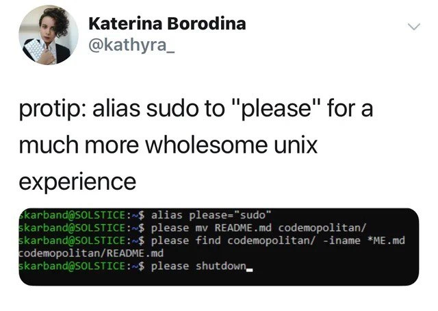 Making Unix Polite, One Alias at a Time