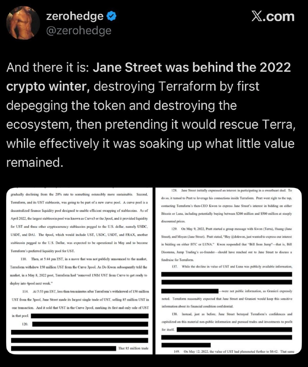 ZeroHedge Claims Jane Street Engineered the 2022 Terra Crypto Winter